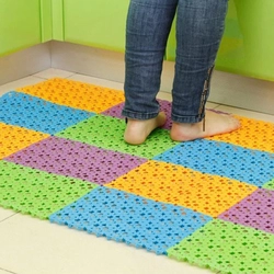 Tile rug in the bathroom photo