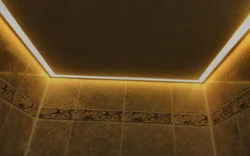 Photo of a floating stretch ceiling in the bathroom