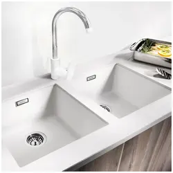 Photo of white kitchen sinks