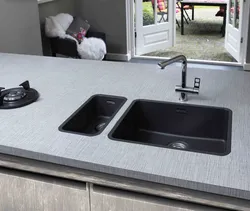 Photo of white kitchen sinks