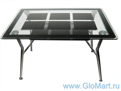 Black glass table for kitchen photo