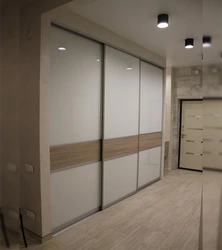 Gray wardrobes in the hallway photo