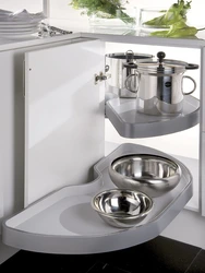 Carousel in the corner kitchen cabinet photo