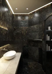Black Panels In The Bathroom Photo