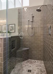 Brick shower in the bathroom photo