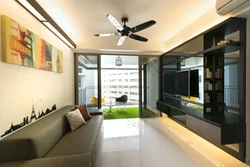 Studio living room design with balcony photo