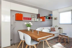 Cabinet above the table in the kitchen photo