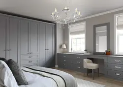 Wardrobes and wallpaper in the bedroom photo