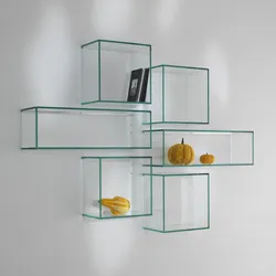 Mətbəx fotoşəkili üçün şüşə rəflər