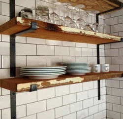 Shelves On A Pipe For The Kitchen Photo