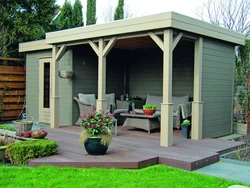 Summer kitchen with pitched roof photo