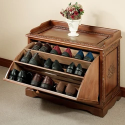 Bedside table in the hallway made of wood photo