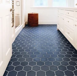 Blue kitchen floor tiles photo
