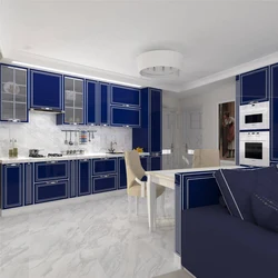 Blue kitchen floor tiles photo