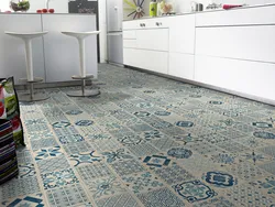 Blue kitchen floor tiles photo