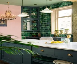 Green kitchen tiles photo