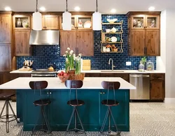 Blue kitchen tiles photo