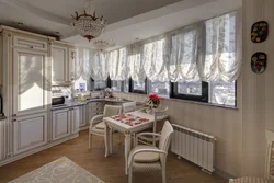 Kitchen With French Window Design Photo