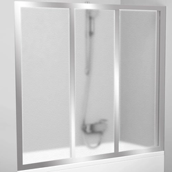 Sliding plastic curtains for bathroom photo