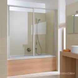 Sliding plastic curtains for bathroom photo