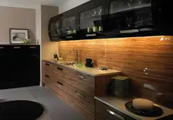 Black and brown kitchens in the interior photo