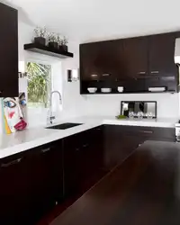 Black and brown kitchens in the interior photo