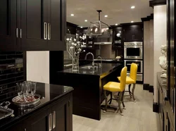 Black and brown kitchens in the interior photo