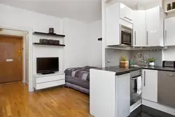 Шағын пәтерлердің қонақ бөлмелері мен ас үйлерінің фотосуреттері