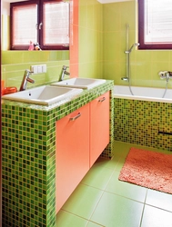 Bathroom cabinet made of tiles photo