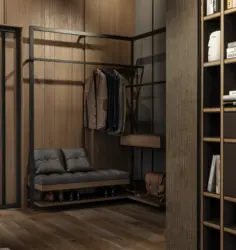 Koridordagi loft shkafi fotosurati