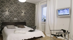 Dark Wallpaper In A Small Bedroom Photo