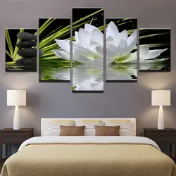 Modular paintings photos in the bedroom interior