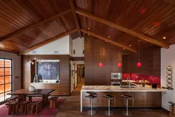 Timber on the ceiling in the kitchen photo