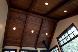 Timber on the ceiling in the kitchen photo