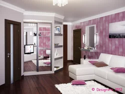 Living room with dressing room 18 sq.m. photo