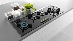 Black gas hob in the kitchen photo