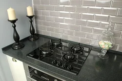 Black gas hob in the kitchen photo