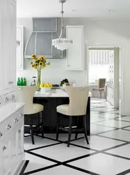 Black And White Tiles Kitchen Floor Photo