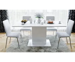 White glass table for the kitchen photo