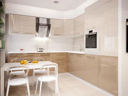 Photo Of A Kitchen On One Wall, Cream