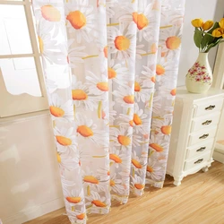 Tulle for the kitchen with daisies photo
