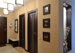 Hallway dark floor light doors photo