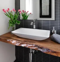 Countertop Чӯбӣ Дар Тарҳи Акс Ҳаммом