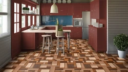Linoleum on the wall in the kitchen photo