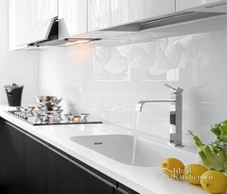 Glass apron for the kitchen based on your photo
