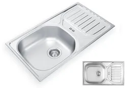 Stainless steel kitchen sink photo with dimensions