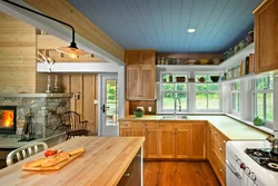 Photo of ceilings in a kitchen in a wooden house