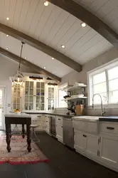 Photo of ceilings in a kitchen in a wooden house