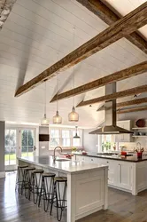 Photo of ceilings in a kitchen in a wooden house