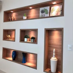 Built-In Shelves In The Wall In The Bedroom Photo